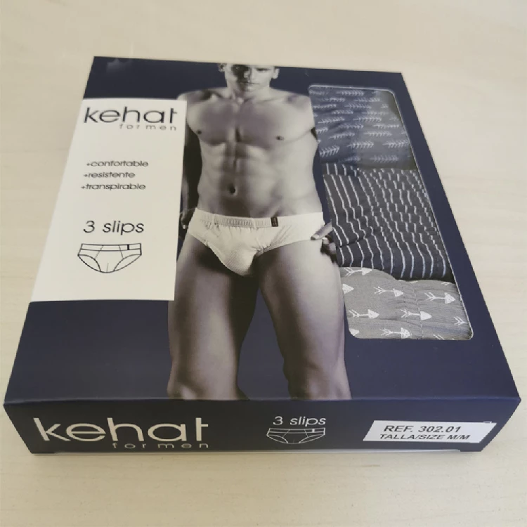 Pack-3 slip de hombre estampado tejido de algodón de KEHAT