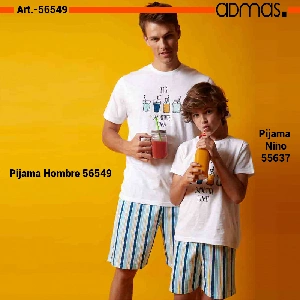 Pijama de hombre Admas 56549 de punto slub primavera-verano